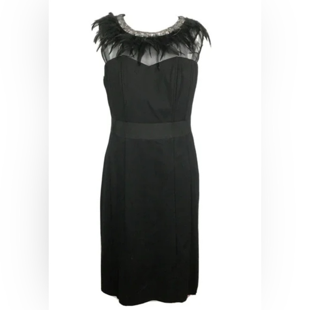 NWT- size 6- NUE by Shani Black, Mesh, Feather details
